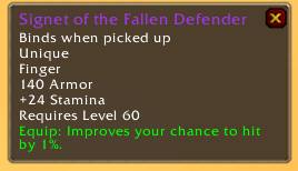 Signet of the Fallen Defender